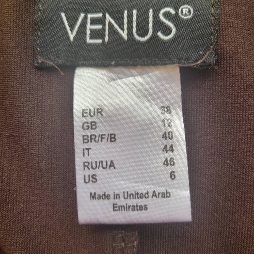 Venus Brown Jersey Knit Faux Wrap Dress Size 6 - Picture 4 of 4